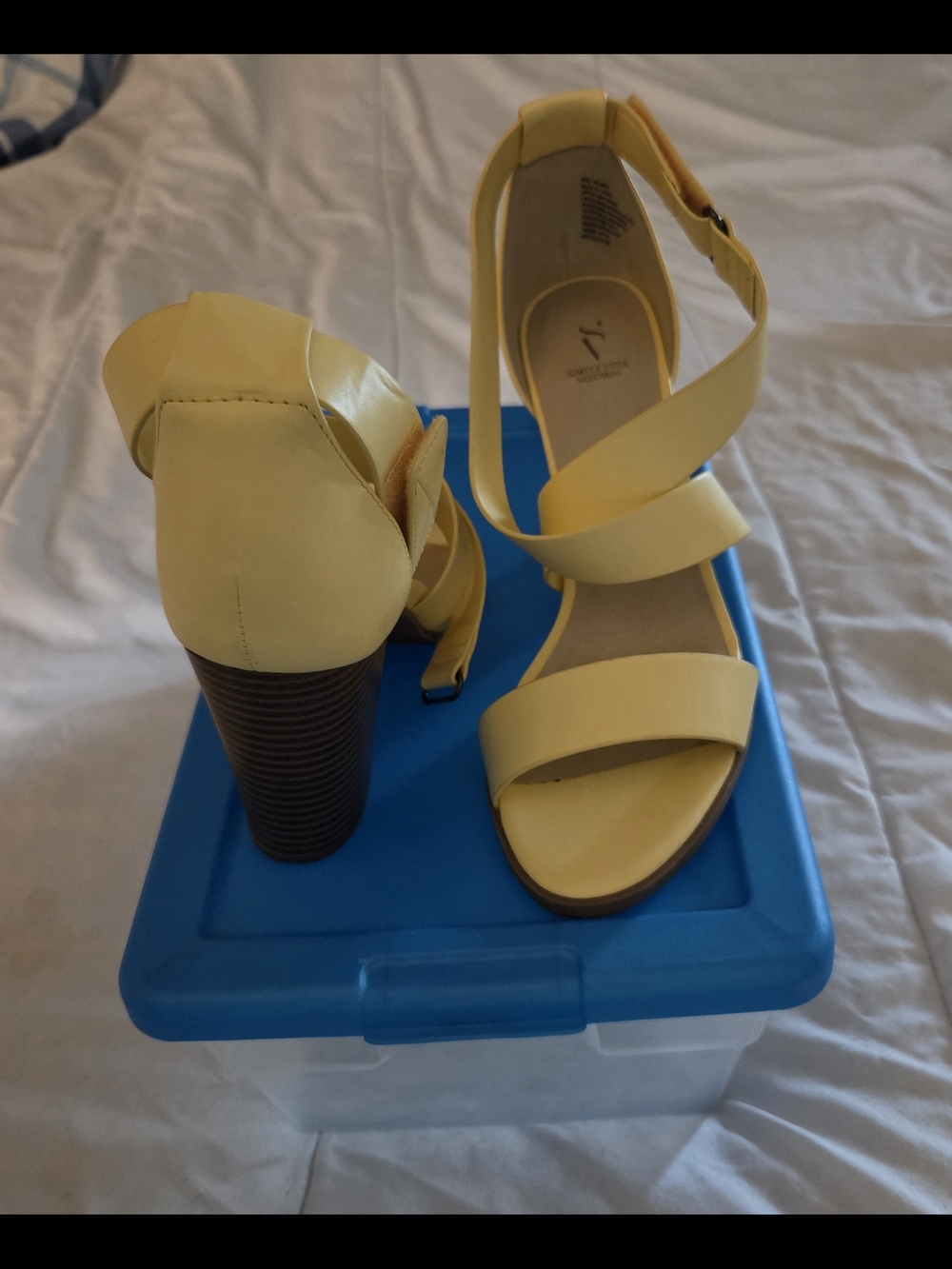 Women's Yellow Strappy Block Heel Sandals